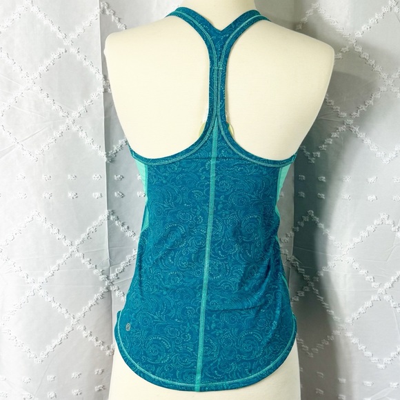 🥈 147. LULULEMON Fast Lane Singlet Tank 2 Foli Manifesto Bali Breeze Tofino Teal - Picture 5 of 7